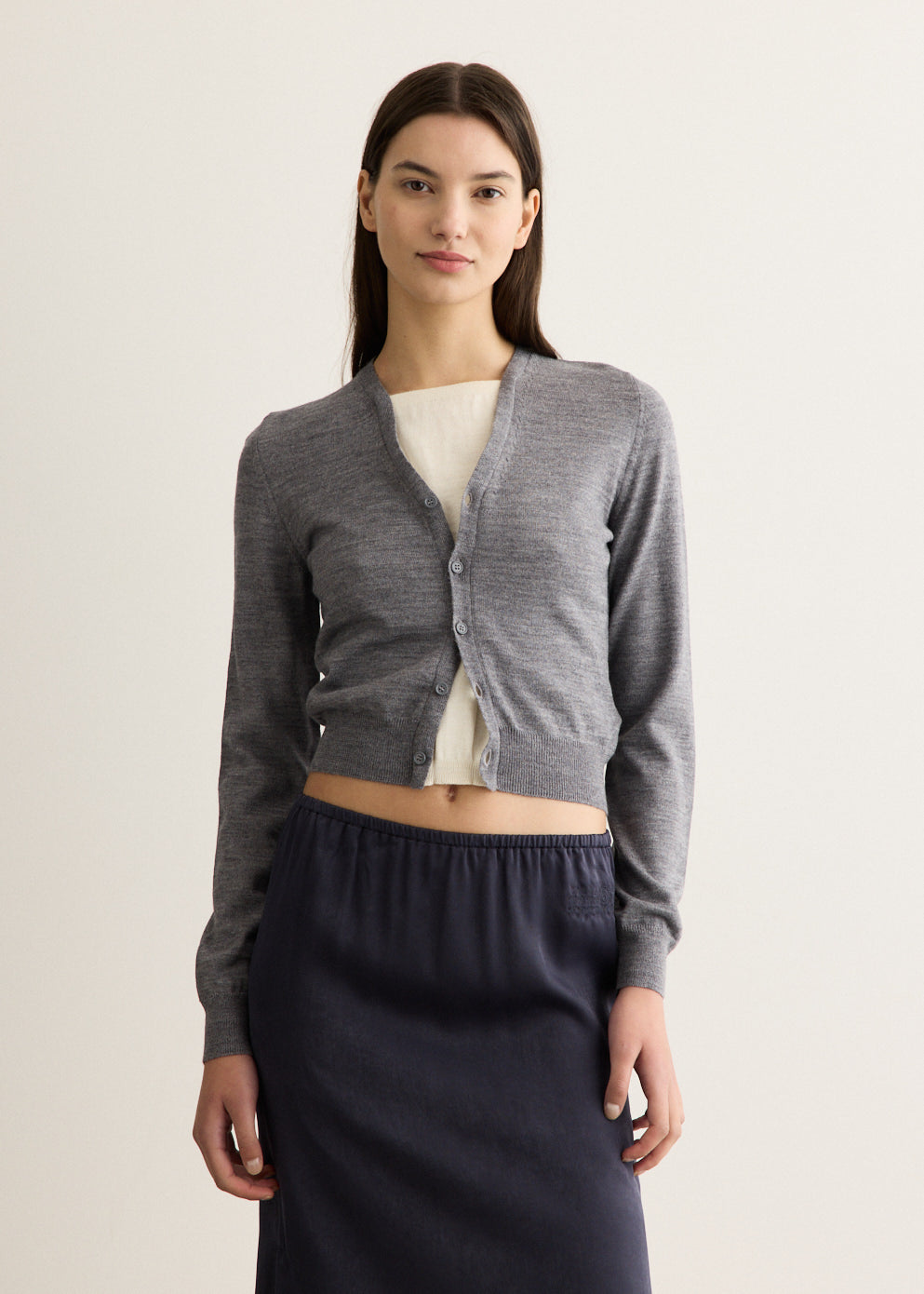 Grey Melange Cardigan