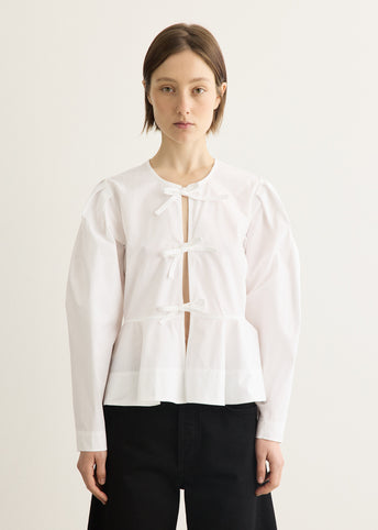 Compact Poplin Long Sleeve Peplum Blouse
