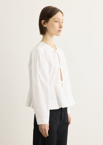Compact Poplin Long Sleeve Peplum Blouse