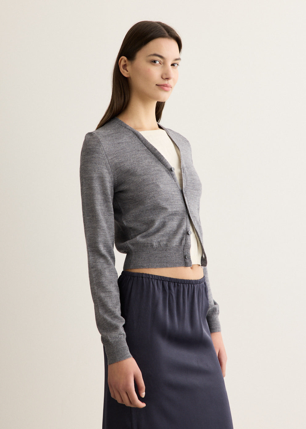 Grey Melange Cardigan