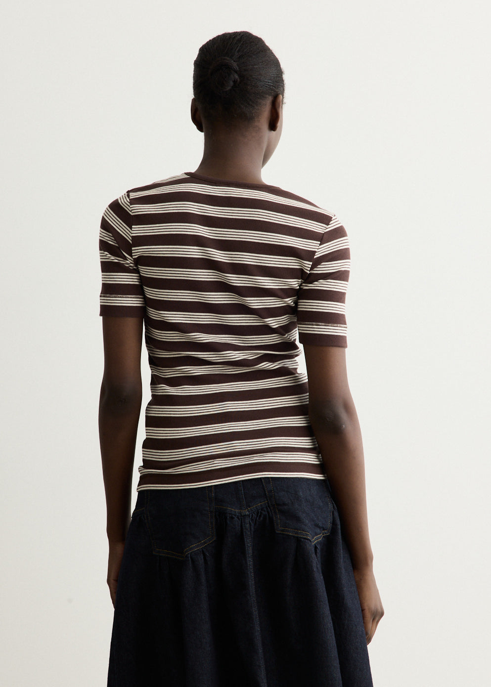Soft Cotton Rib Short Sleeve Stripe T-Shirt