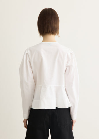 Compact Poplin Long Sleeve Peplum Blouse