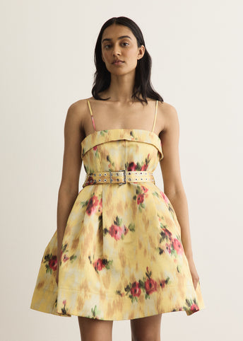 Printed Duchesse Bubble Mini Dress