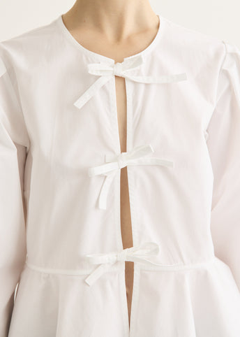 Compact Poplin Long Sleeve Peplum Blouse
