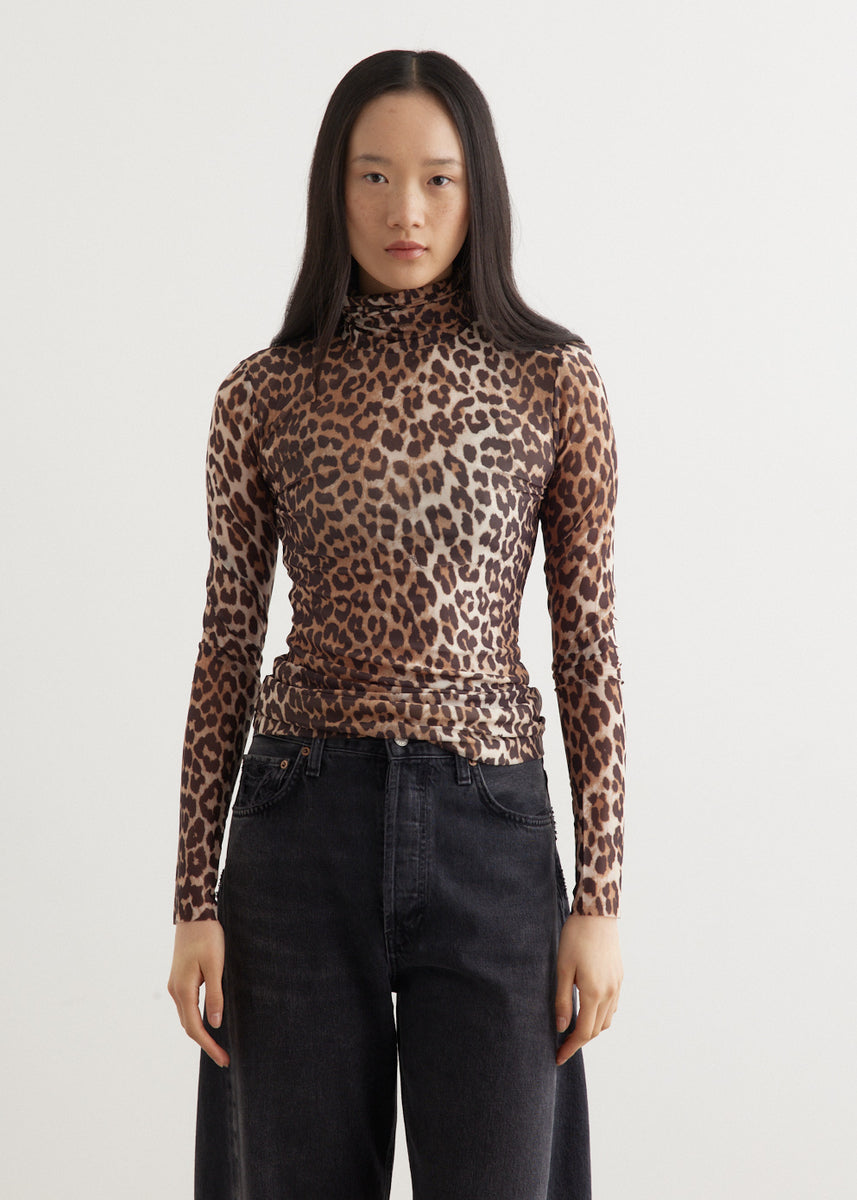 美品 JUVENILE HALL ROLLCALL LEOPARD TOPS Unison Leopard Ruched Mesh Top | MYER