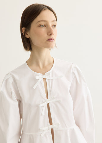 Compact Poplin Long Sleeve Peplum Blouse