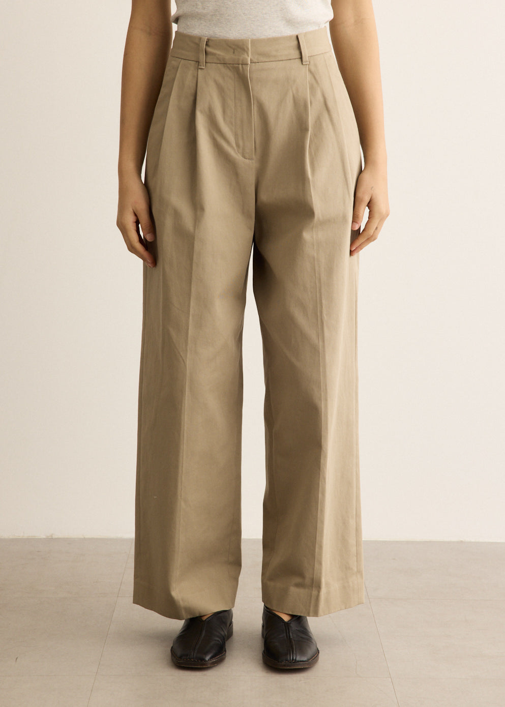 Double Pleated Wide Chino Pants