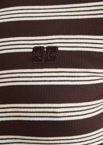 Soft Cotton Rib Short Sleeve Stripe T-Shirt