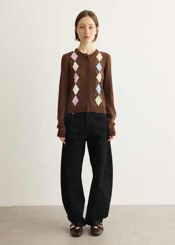 Light Cotton Argyle Cardigan