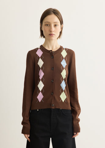 Light Cotton Argyle Cardigan