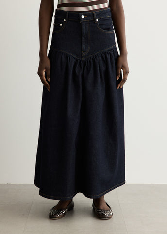 Stretch Denim Long Skirt