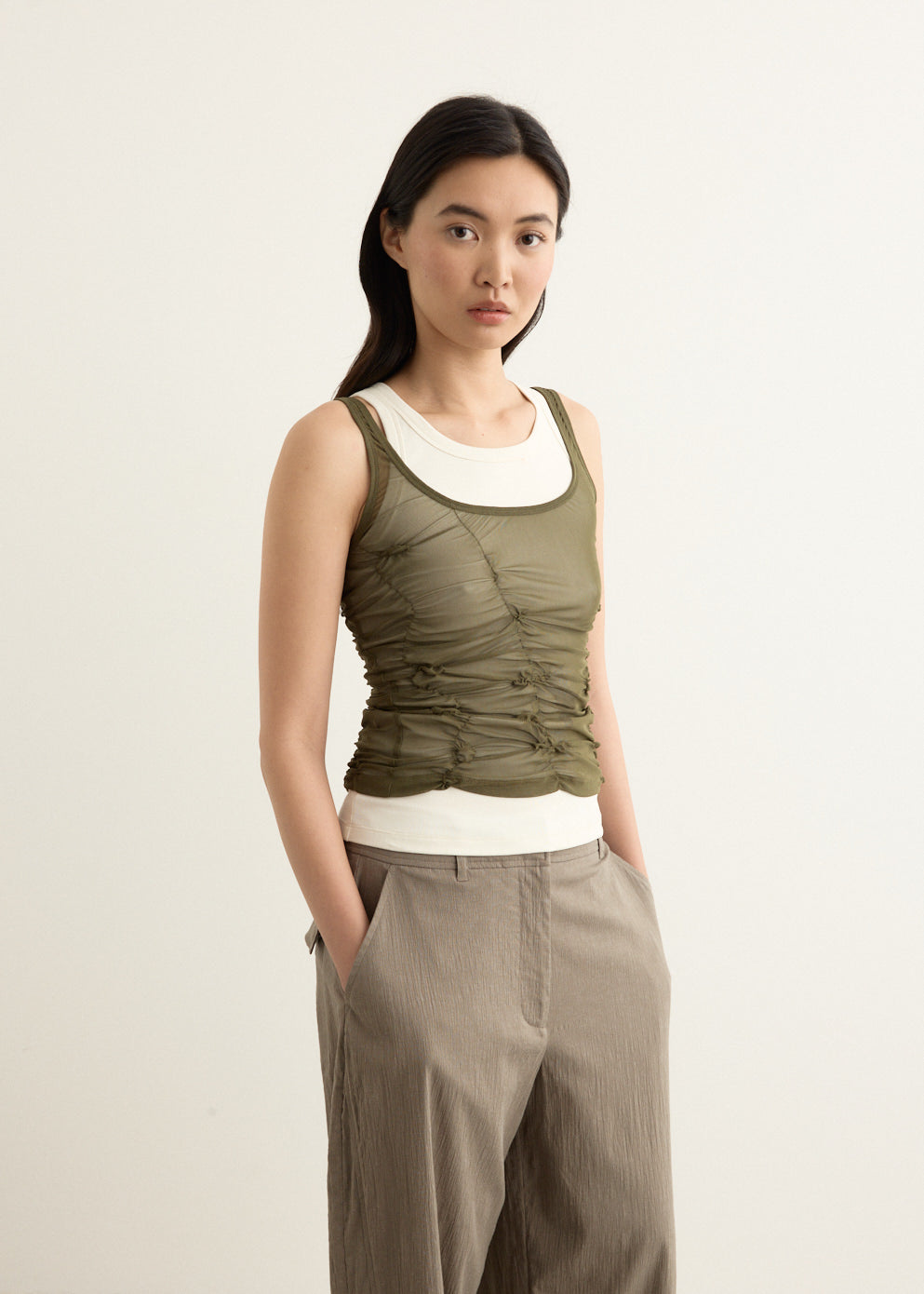 Horizon Double Layer Ruched Tank