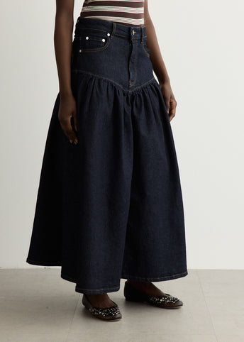 Stretch Denim Long Skirt