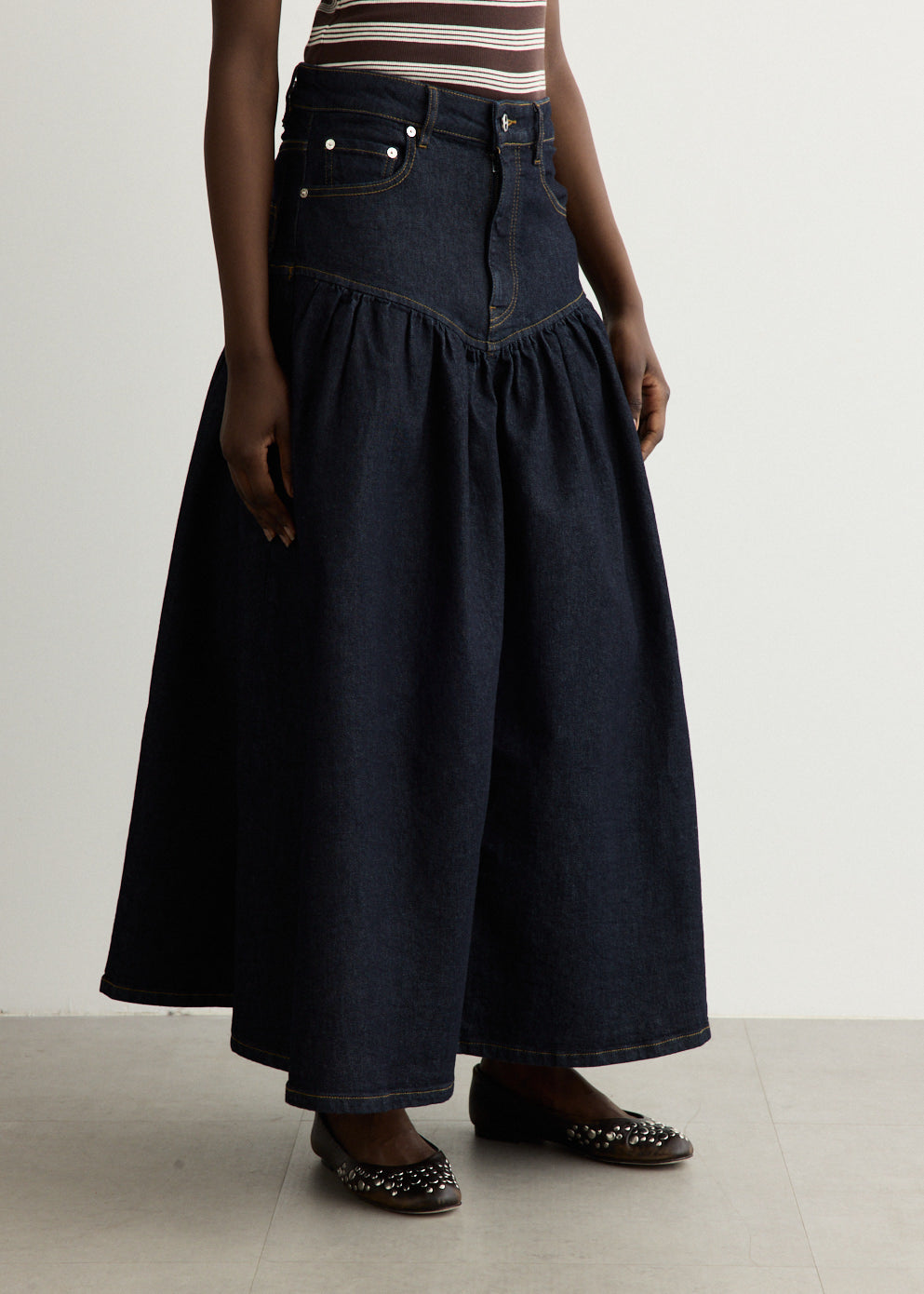 Stretch Denim Long Skirt