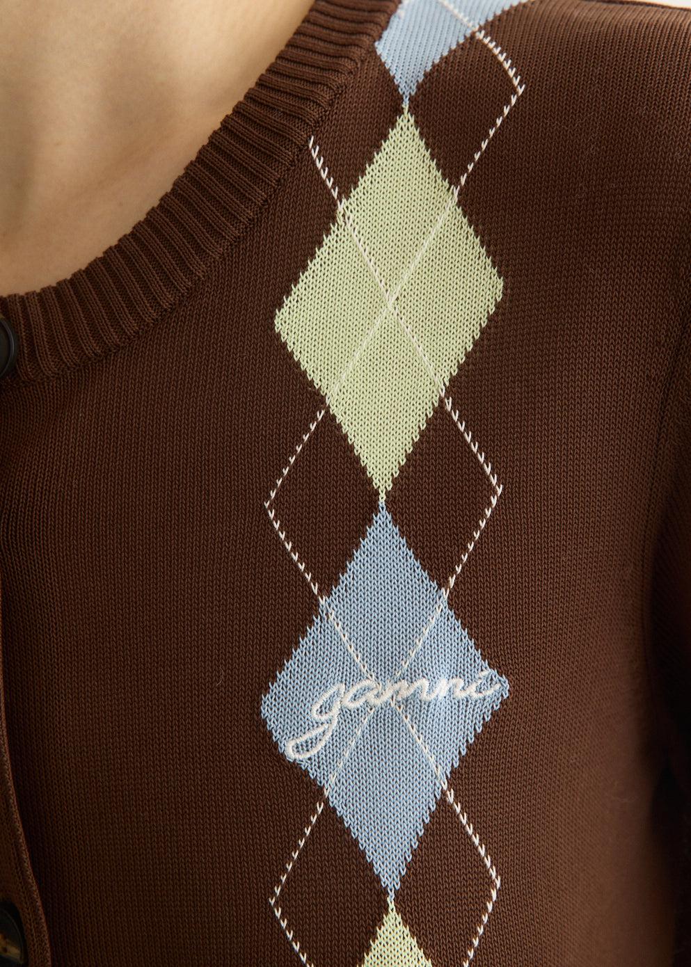 Light Cotton Argyle Cardigan