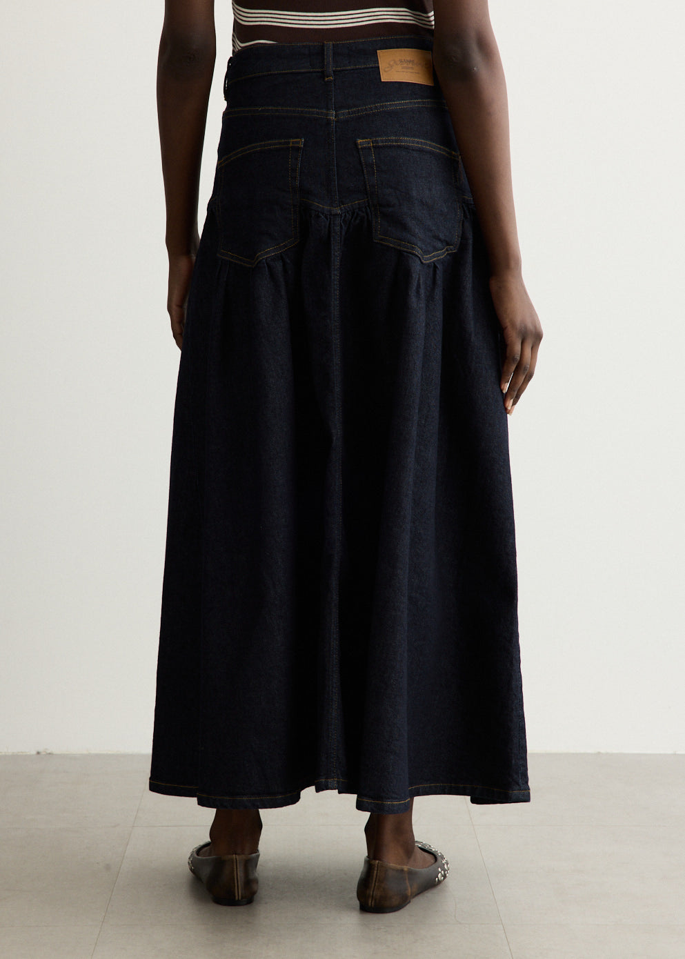 Stretch Denim Long Skirt