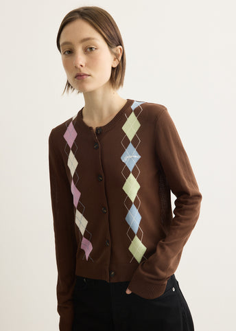 Light Cotton Argyle Cardigan