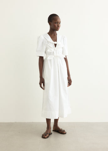 Washed Stretch Cotton Tie Strap Midi Dress
