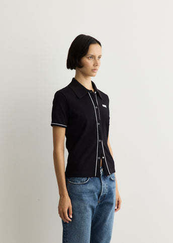 Light Ribbed Jersey Polo T-Shirt