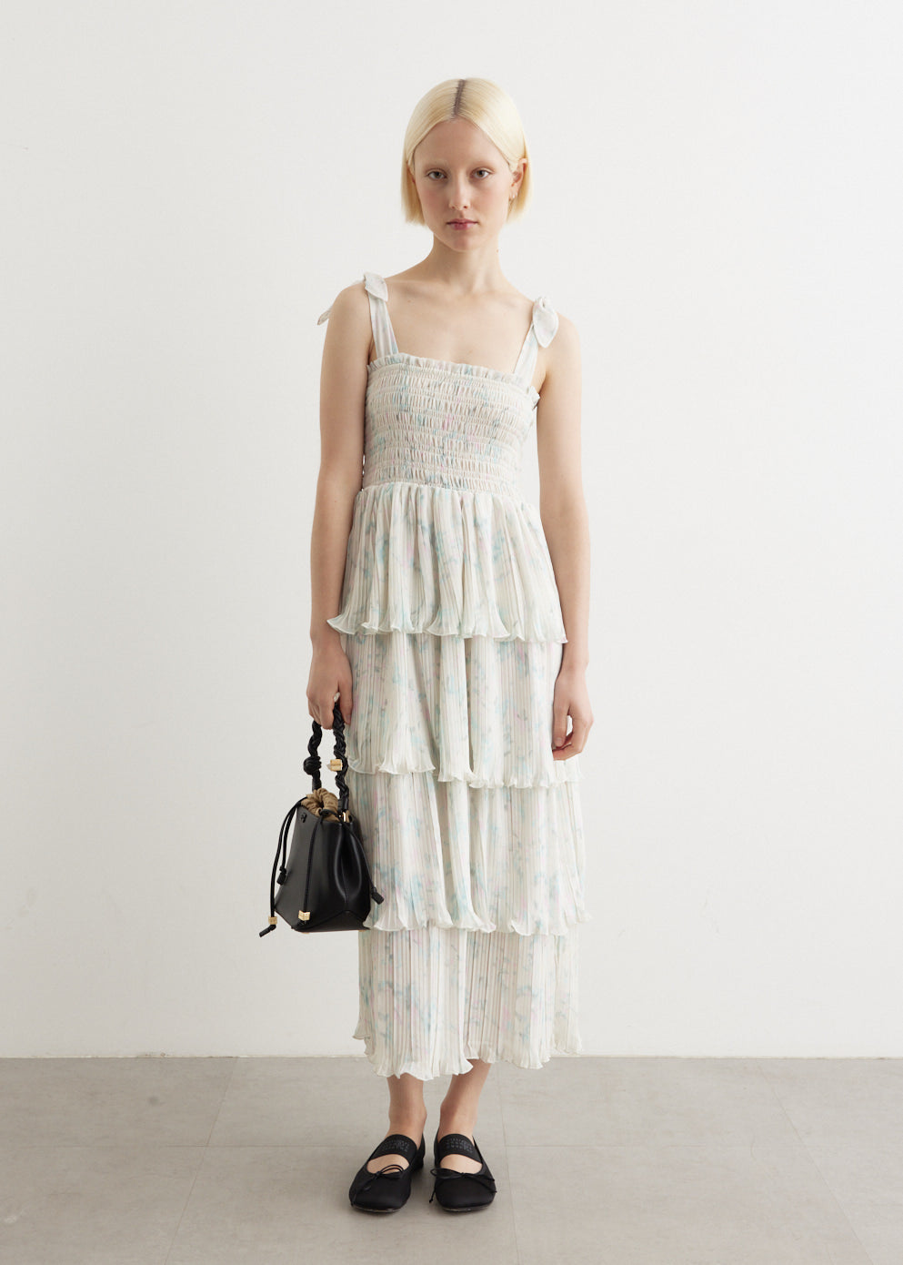 Ganni - Pleated Georgette Strap Smock Midi Dress - Dress,Specials : American Fashion Style Bags On Sale Ganni - Pleated Georgette Strap Smock Midi Dress - Dress,Specials : American Fashion Style Bags On Sale