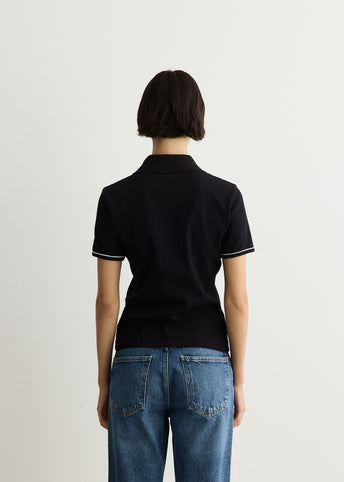 Light Ribbed Jersey Polo T-Shirt