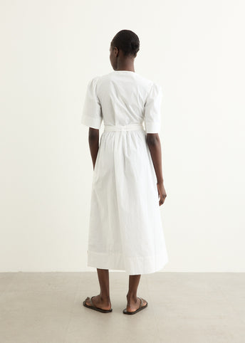 Washed Stretch Cotton Tie Strap Midi Dress