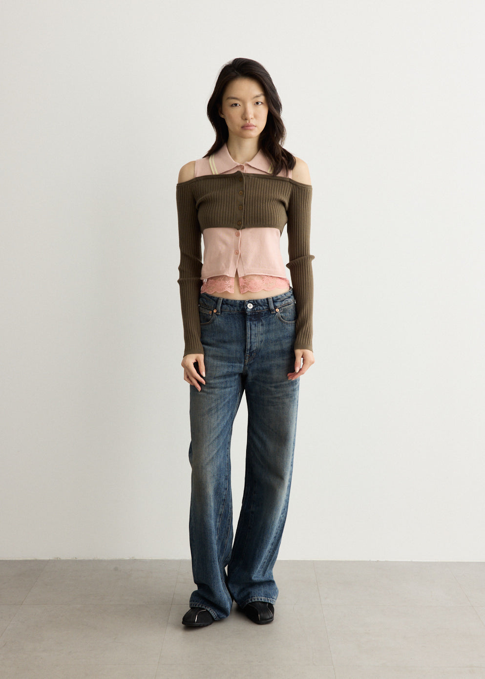 Layered Off-Shoulder Collar Top