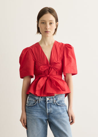 Cotton Poplin Bow Blouse