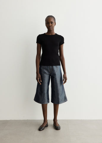 Shiny Weft Denim Shorts