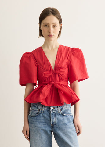 Cotton Poplin Bow Blouse