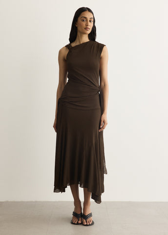 Draped Knot Long Dress