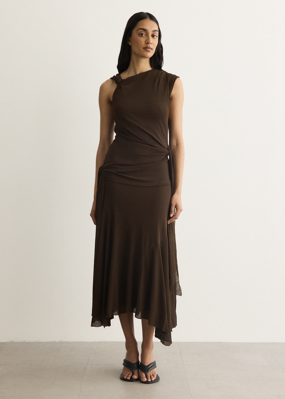 Draped Knot Long Dress