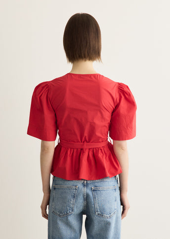 Cotton Poplin Bow Blouse