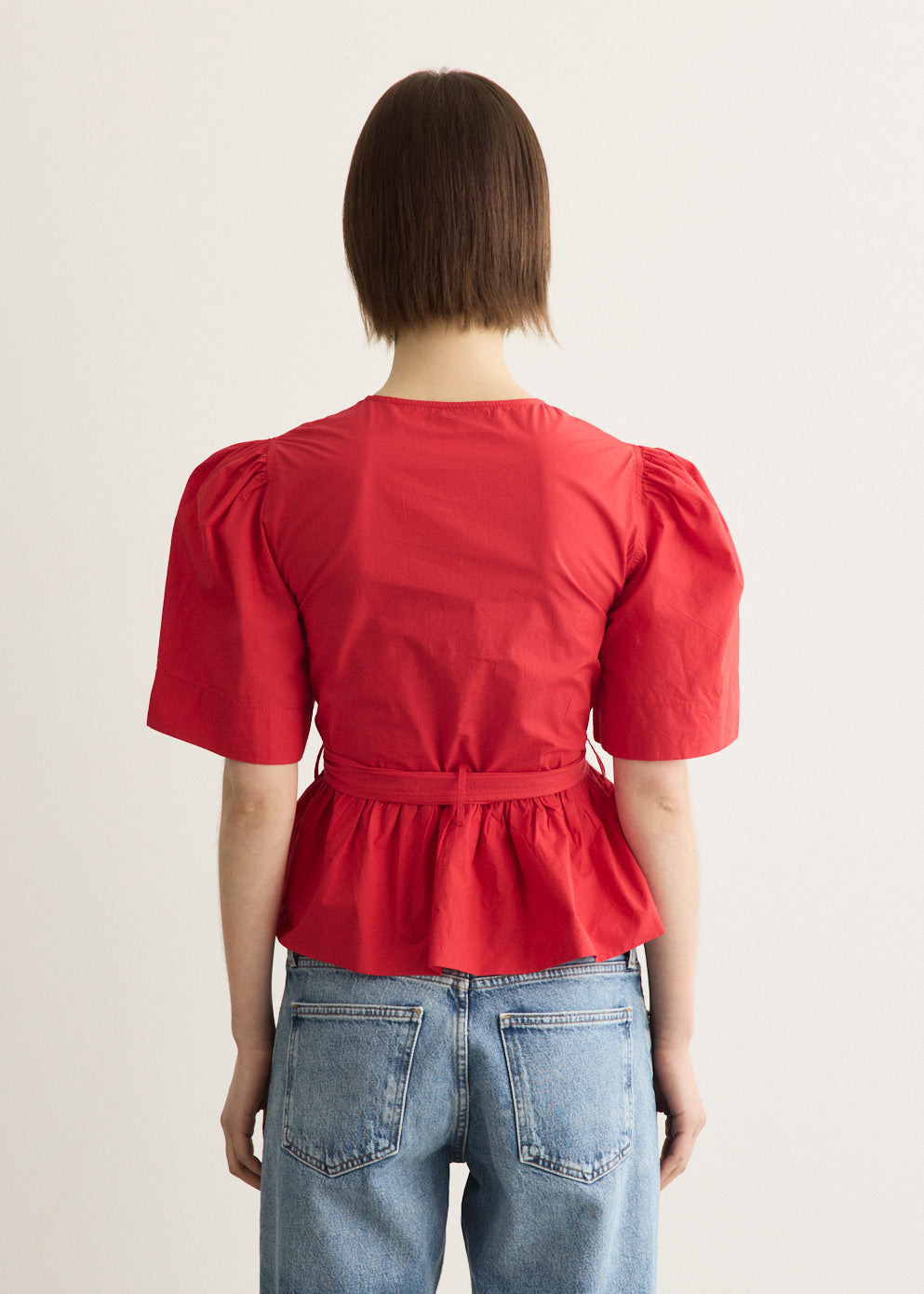 Cotton Poplin Bow Blouse