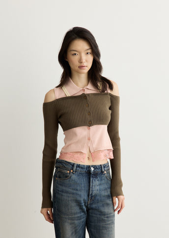 Layered Off-Shoulder Collar Top