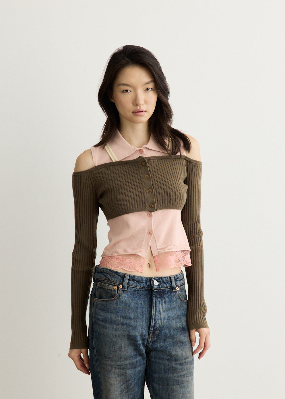 Layered Off-Shoulder Collar Top