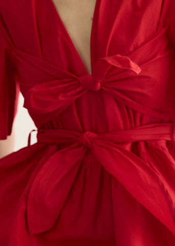 Cotton Poplin Bow Blouse