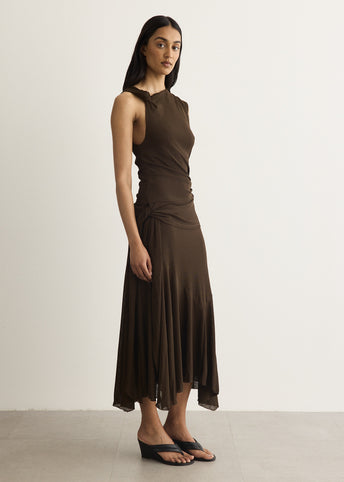 Draped Knot Long Dress