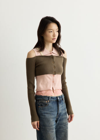 Layered Off-Shoulder Collar Top