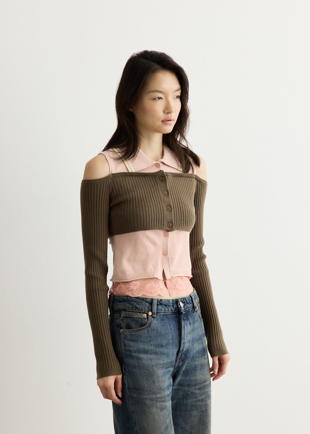 Layered Off-Shoulder Collar Top