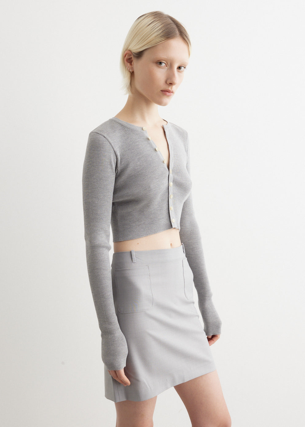 Super Fine Wool High Gauge Rib Knit Cardigan