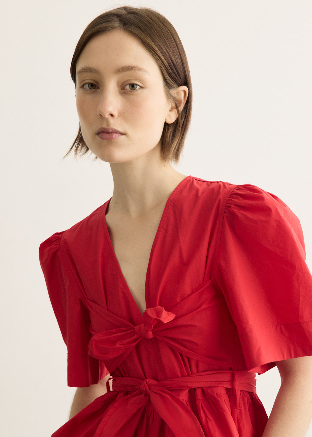 Cotton Poplin Bow Blouse