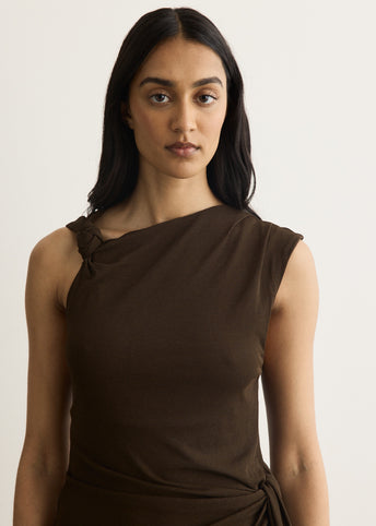 Draped Knot Long Dress