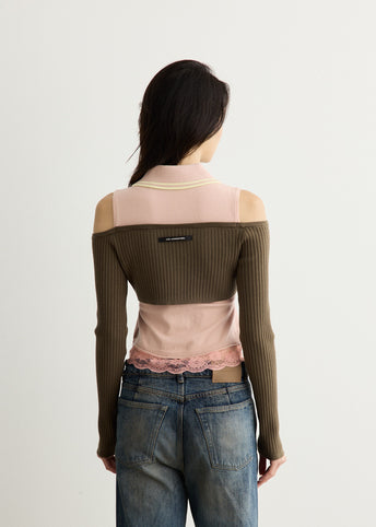 Layered Off-Shoulder Collar Top