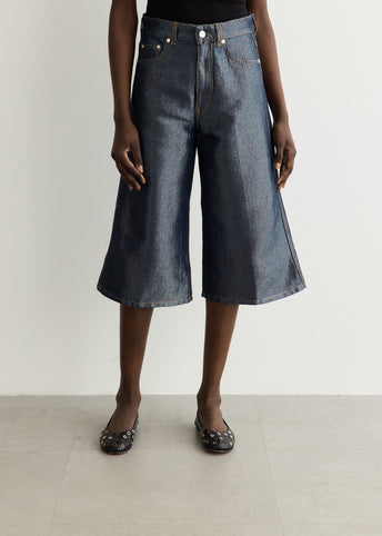 Shiny Weft Denim Shorts