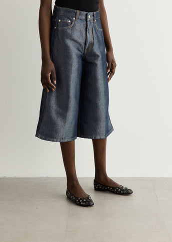 Shiny Weft Denim Shorts