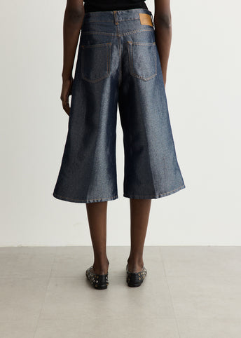 Shiny Weft Denim Shorts