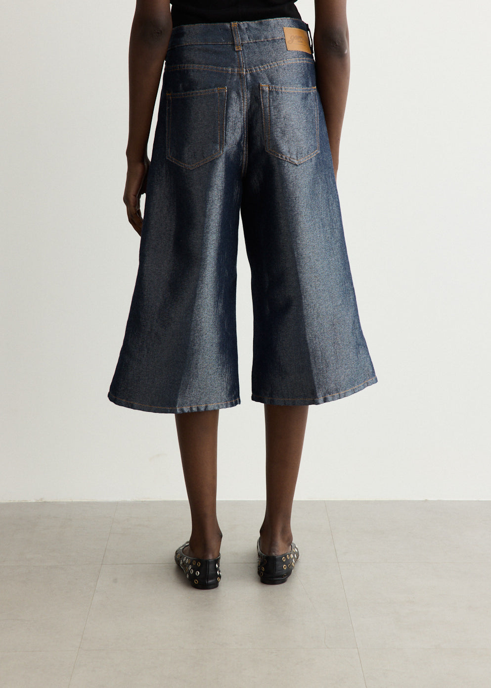 Shiny Weft Denim Shorts