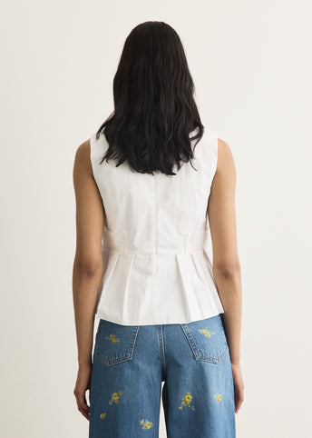 Stretch Cotton V-neck Pocket Blouse