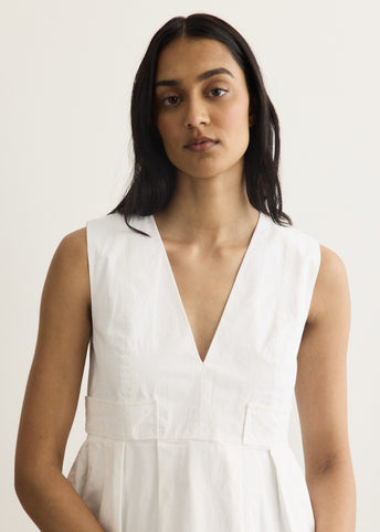 Stretch Cotton V-neck Pocket Blouse